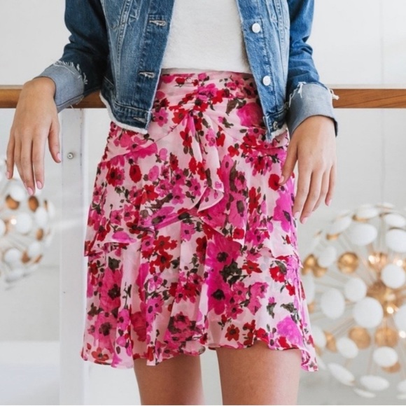 MISA Los Angeles Silk Elisa Floral Mini Skirt - Picture 1 of 9